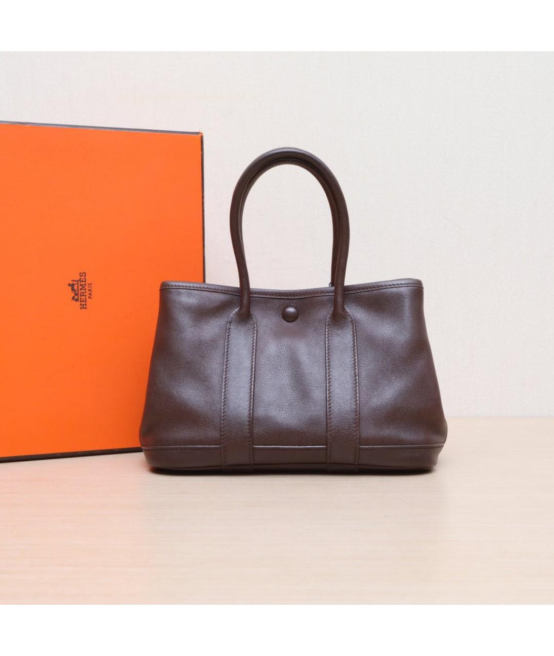 HERMES Коричневая кожаная сумка тоут, фото 2