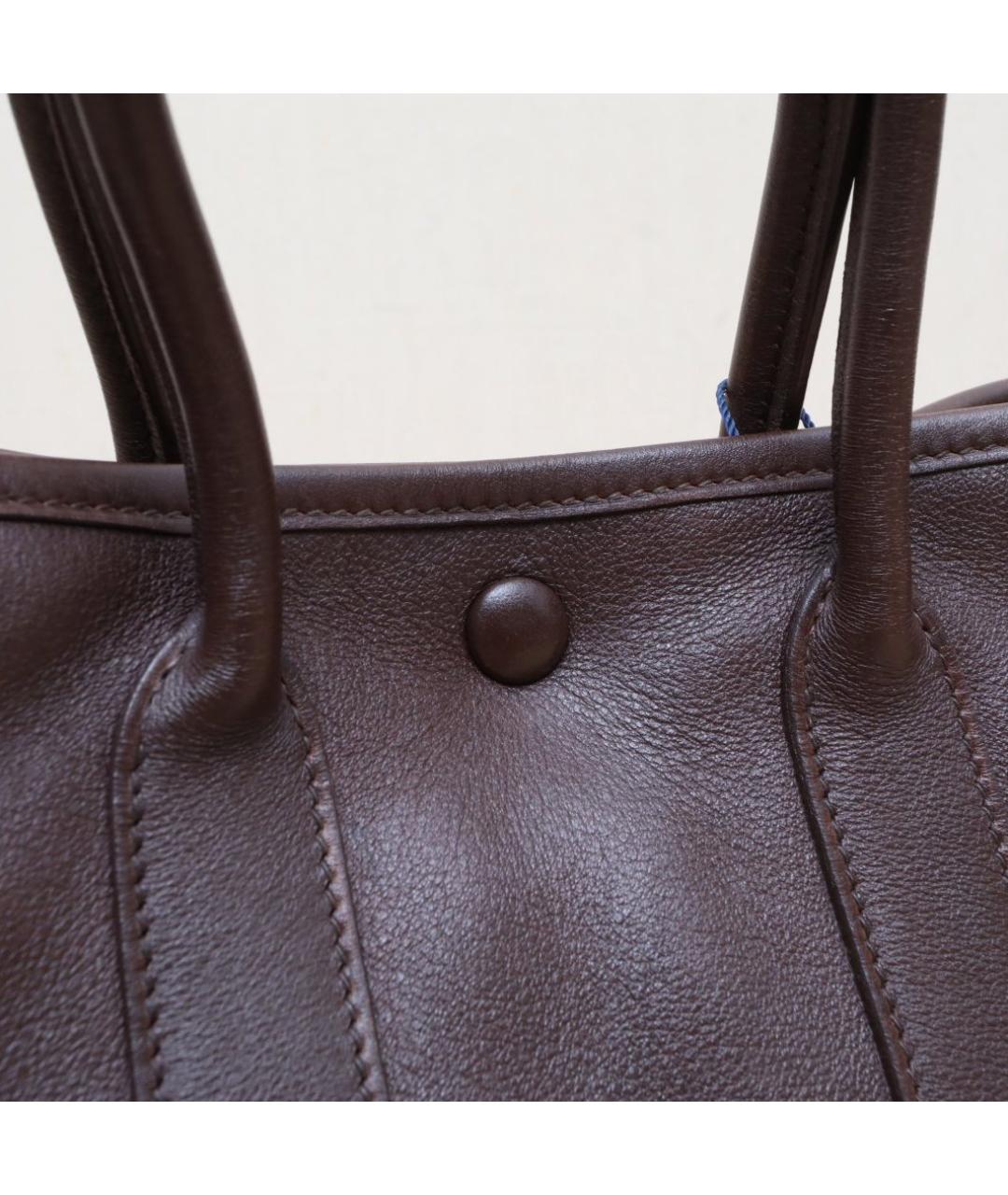 HERMES Коричневая кожаная сумка тоут, фото 8