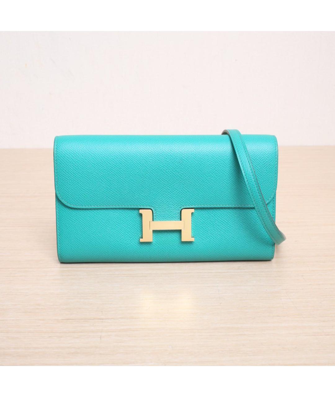 HERMES Бирюзовая кожаная сумка через плечо, фото 3