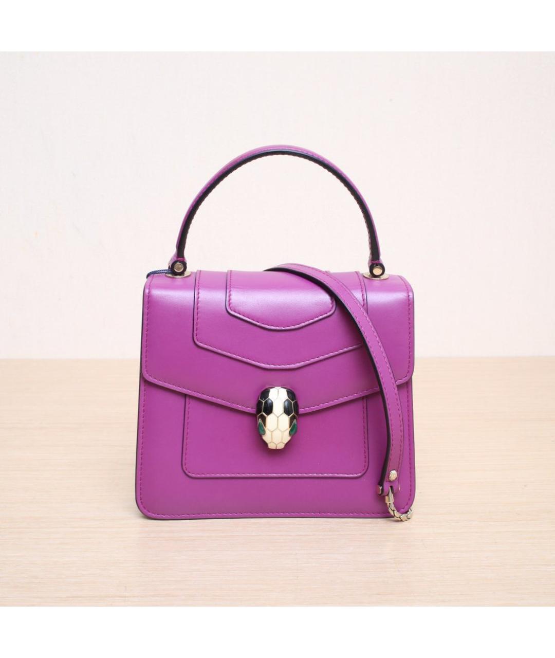 BVLGARI Фиолетовая кожаная сумка через плечо, фото 2