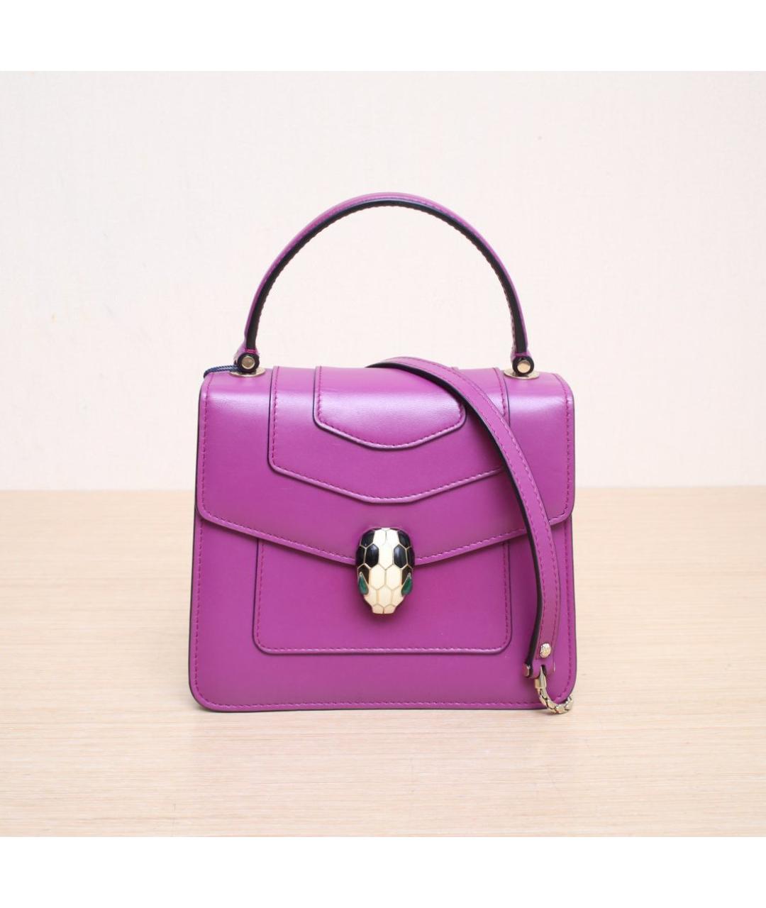 BVLGARI Фиолетовая кожаная сумка через плечо, фото 3