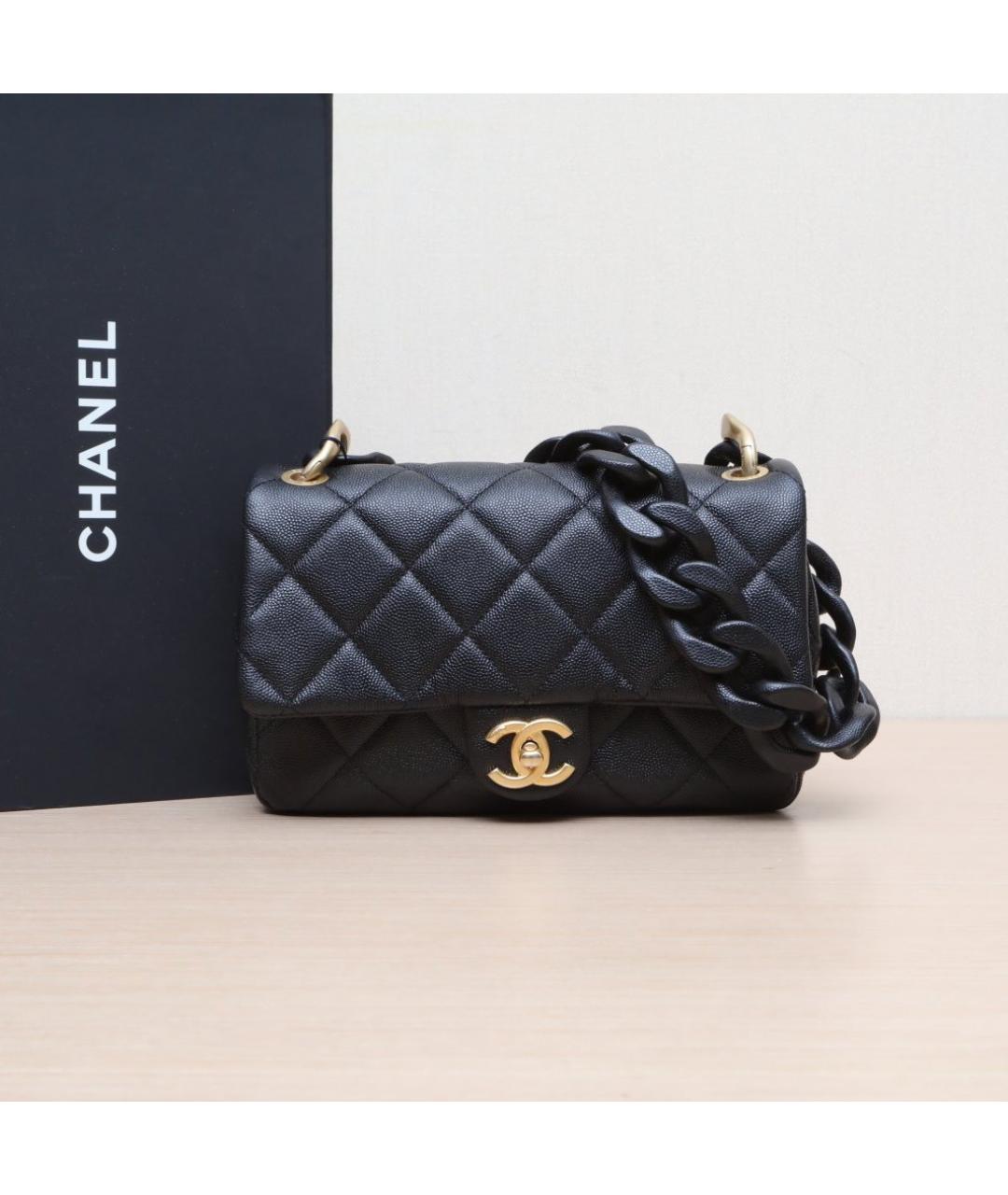 CHANEL Черная кожаная сумка через плечо, фото 2