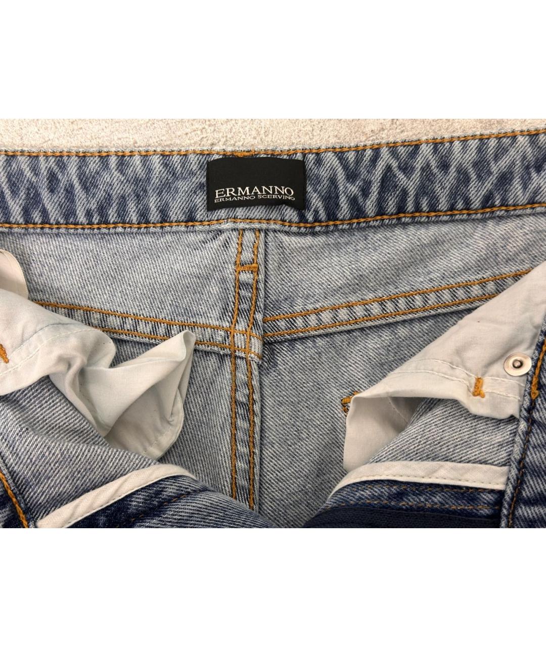 ERMANNO SCERVINO Голубые хлопковые прямые джинсы, фото 3