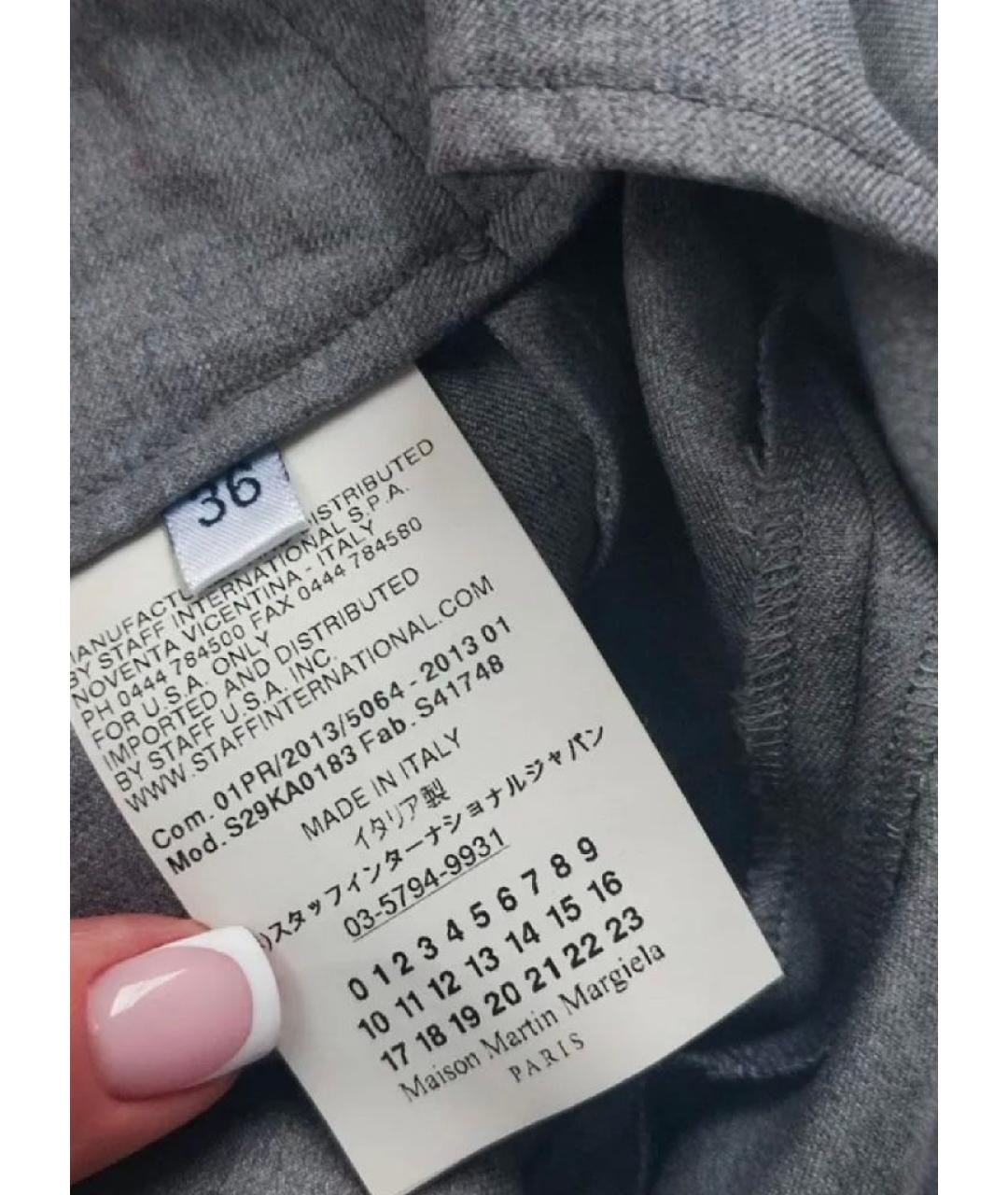 MAISON MARGIELA Серые шерстяные брюки широкие, фото 6