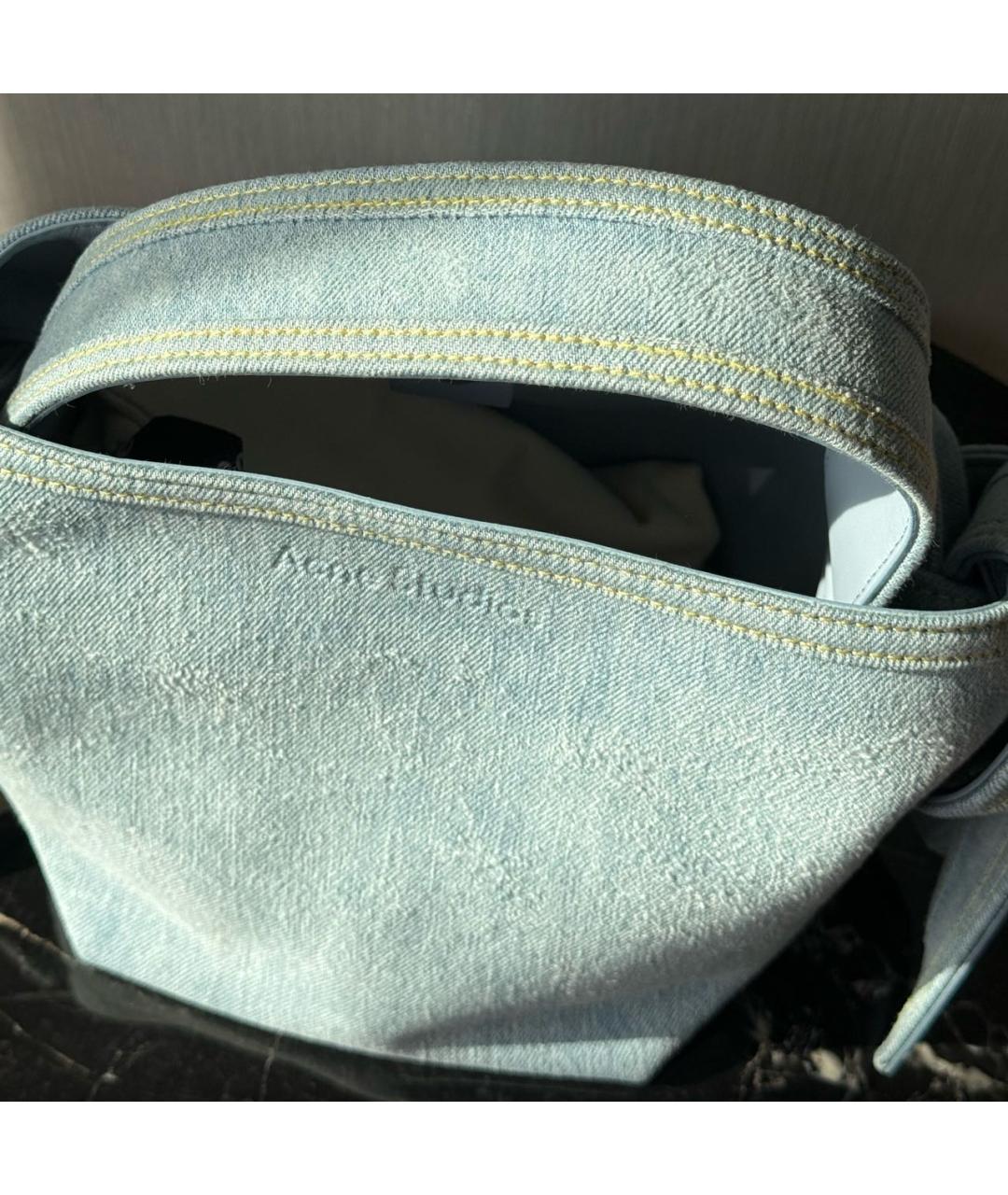 ACNE STUDIOS Голубая деним сумка с короткими ручками, фото 8