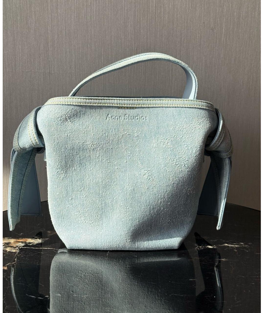 ACNE STUDIOS Голубая деним сумка с короткими ручками, фото 2