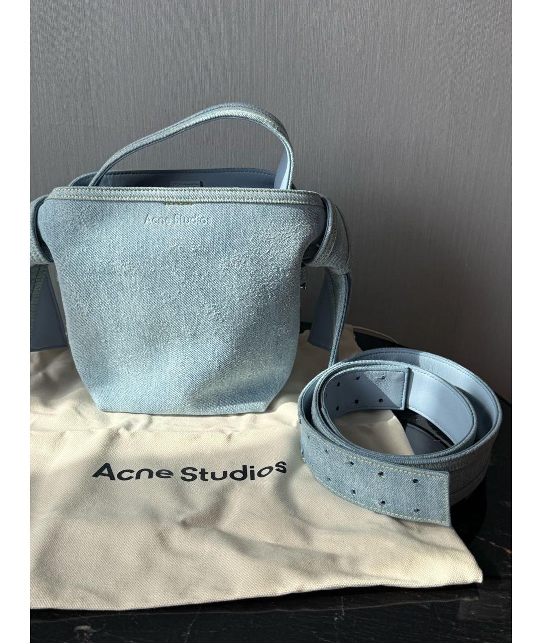 ACNE STUDIOS Голубая деним сумка с короткими ручками, фото 7