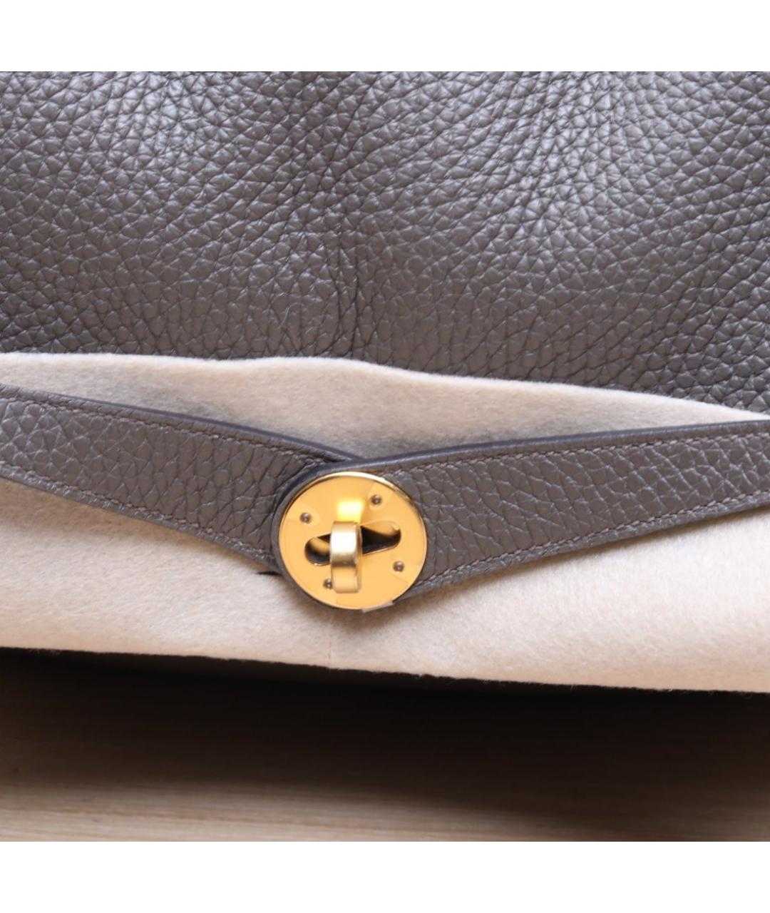 HERMES Серая кожаная сумка тоут, фото 8