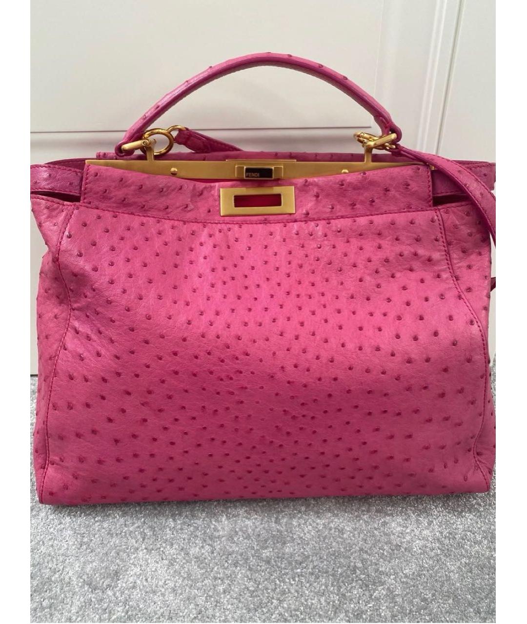 FENDI Розовая сумка тоут из экзотической кожи, фото 2