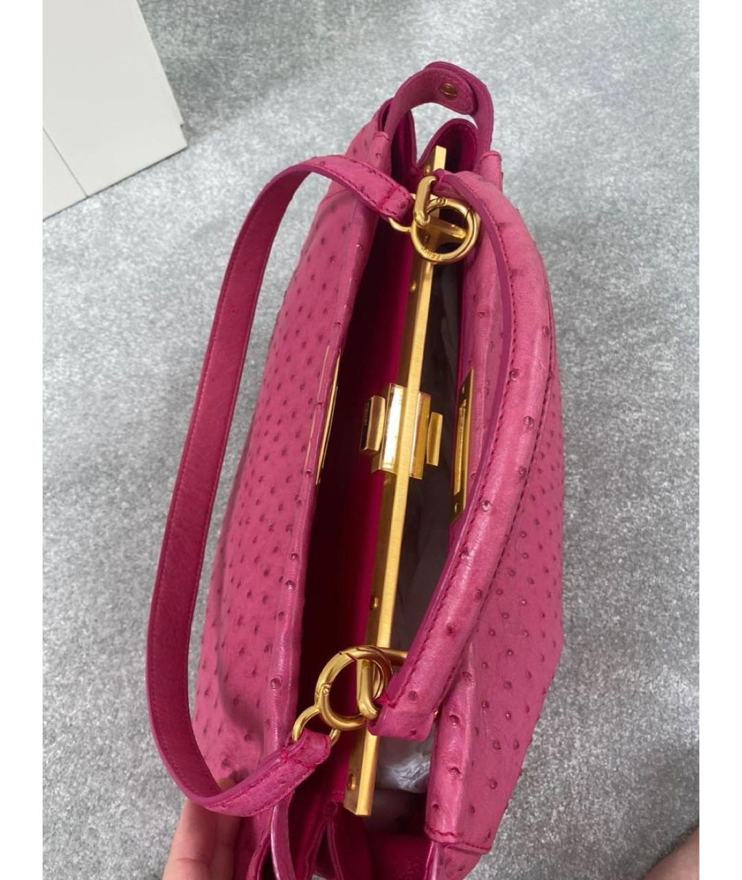 FENDI Розовая сумка тоут из экзотической кожи, фото 3