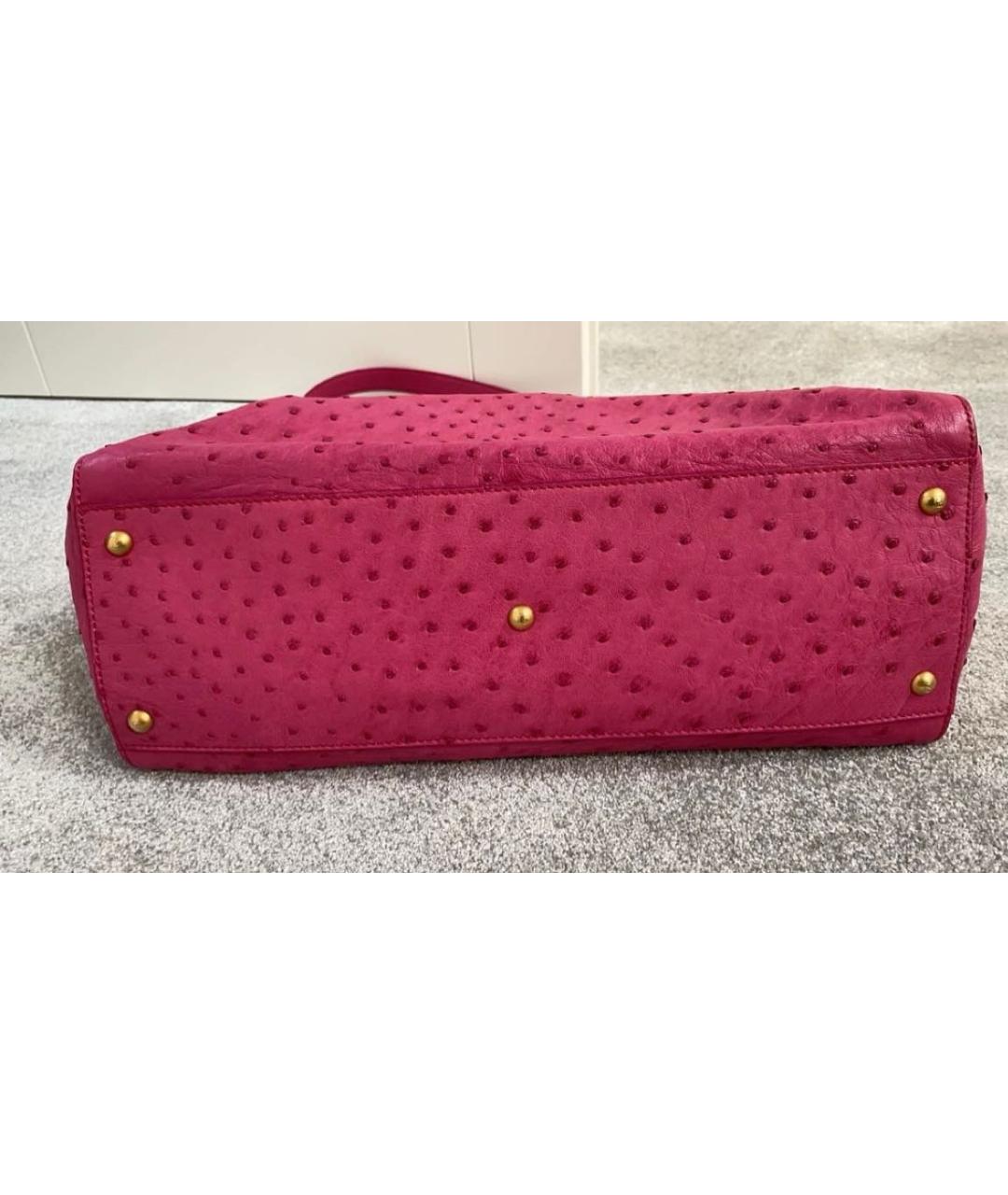 FENDI Розовая сумка тоут из экзотической кожи, фото 4