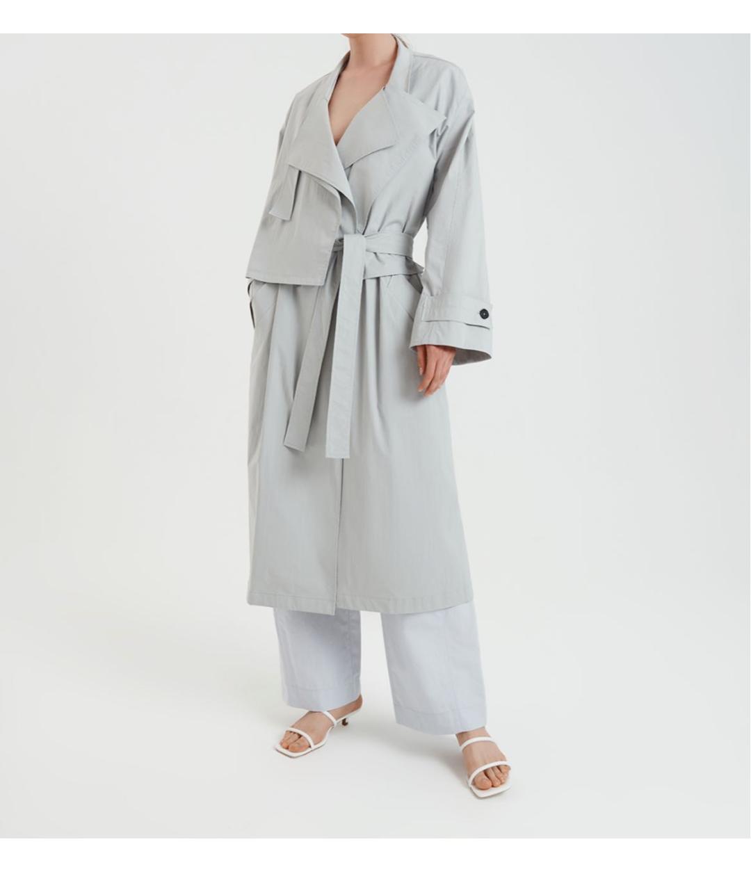 LOW CLASSIC Голубой хлопковый тренч/плащ, фото 6