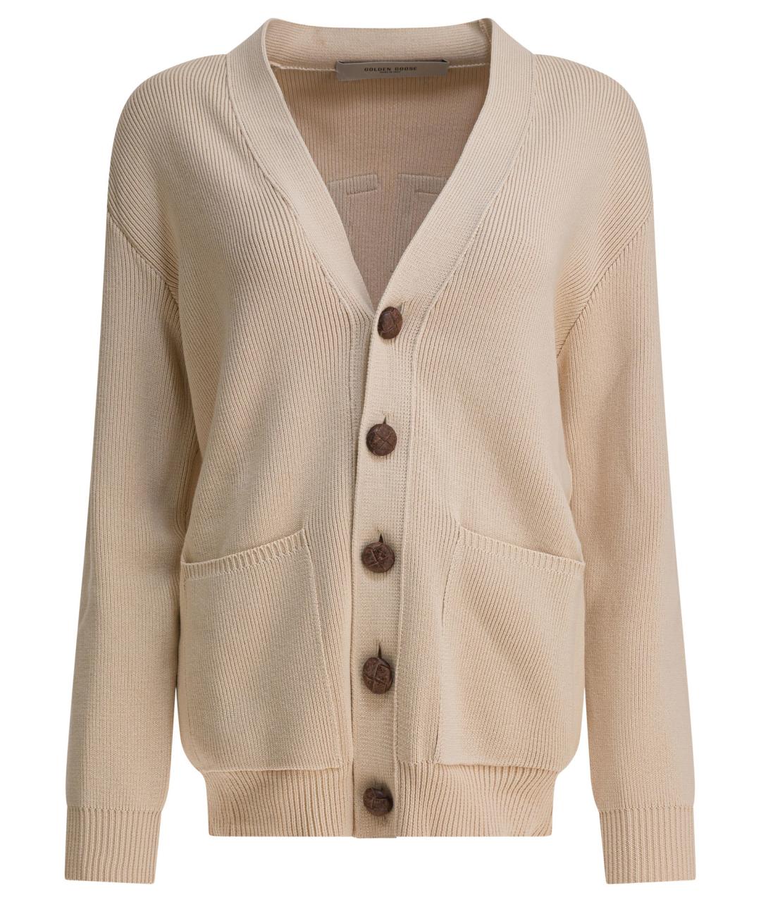 GOLDEN GOOSE DELUXE BRAND Бежевый хлопковый кардиган, фото 1