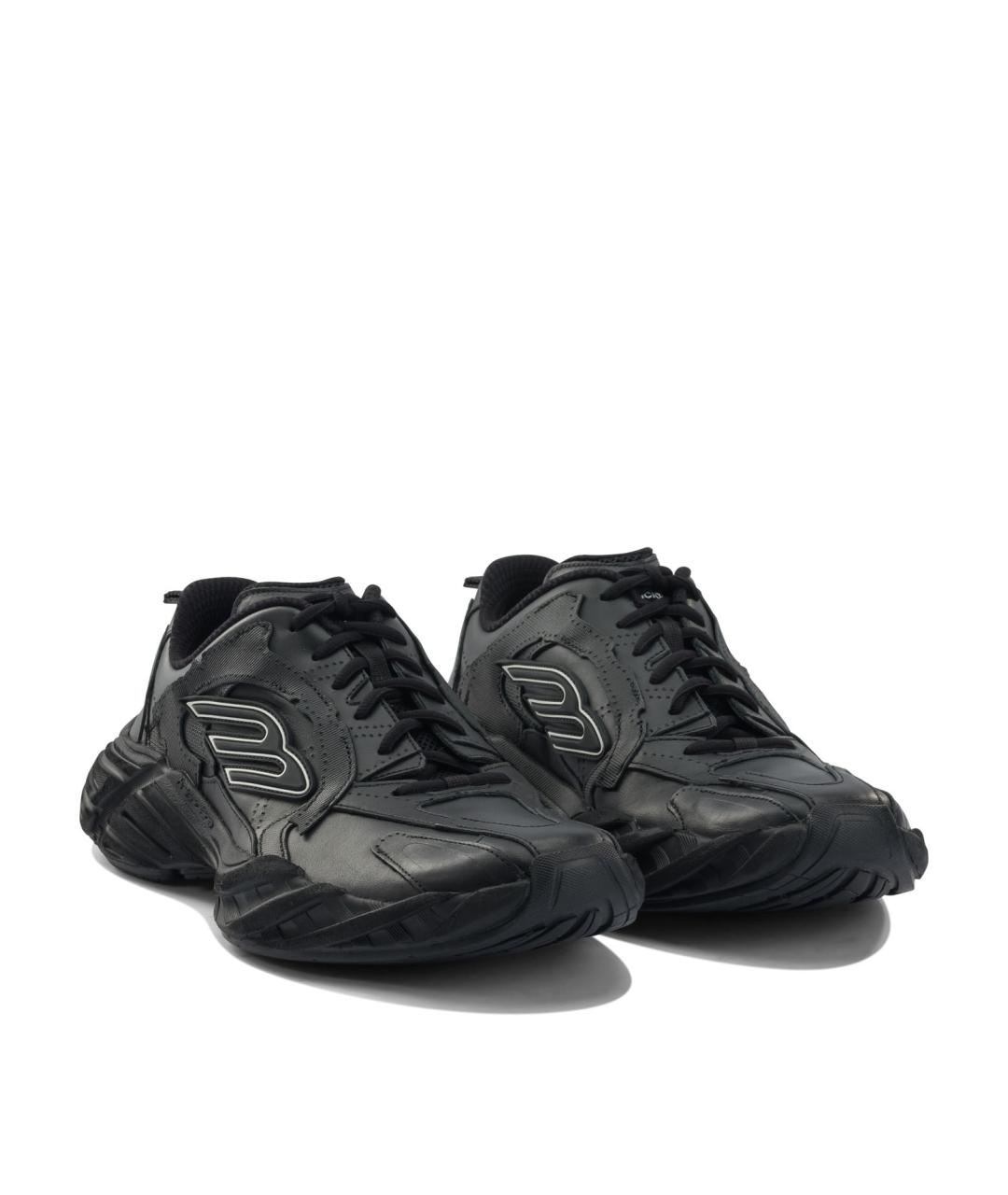 BALENCIAGA Черные кожаные низкие кроссовки / кеды, фото 2