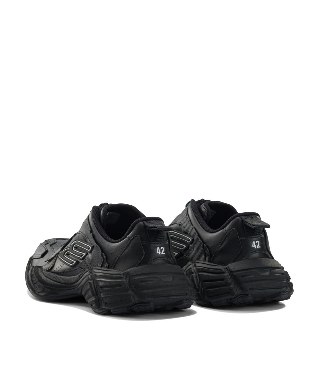 BALENCIAGA Черные кожаные низкие кроссовки / кеды, фото 4