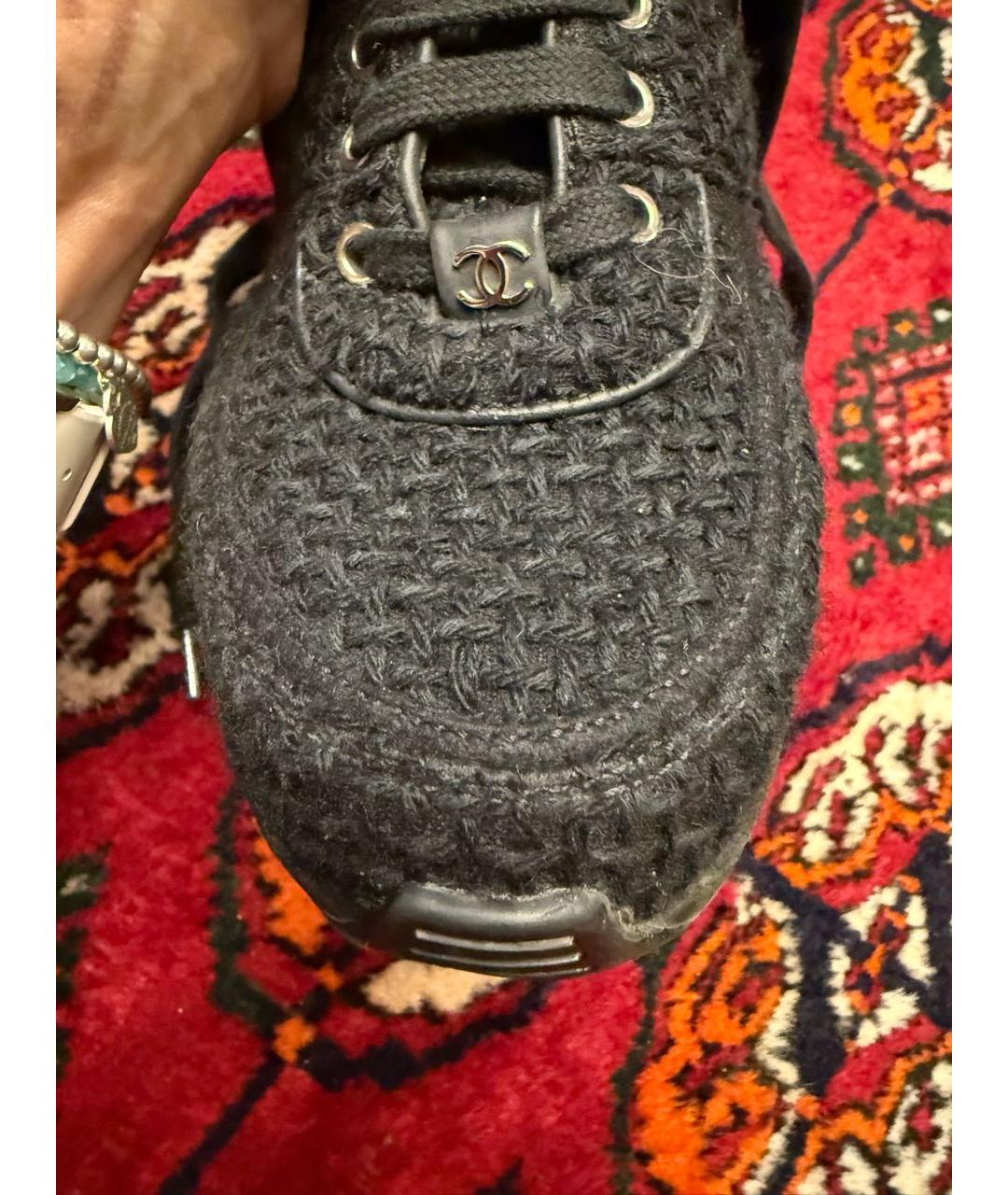 CHANEL Черные текстильные кроссовки, фото 8