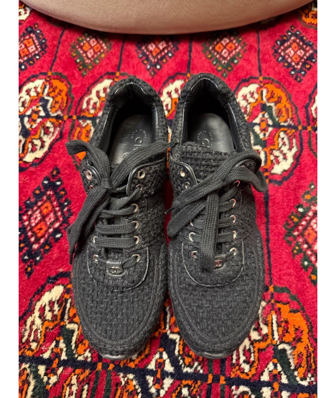 CHANEL Черные текстильные кроссовки, фото 2