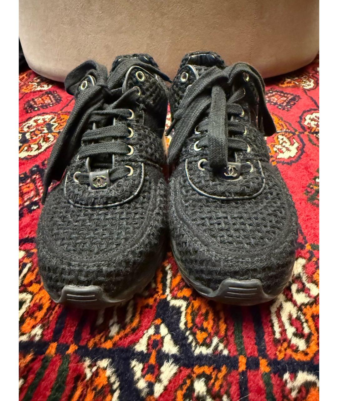 CHANEL Черные текстильные кроссовки, фото 4