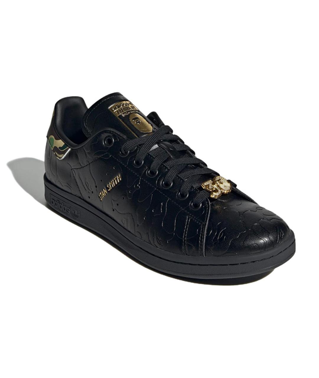 ADIDAS Черные кожаные низкие кроссовки / кеды, фото 3