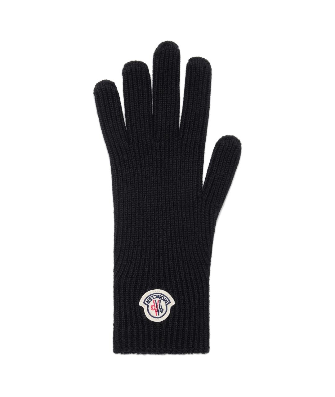 MONCLER Черные шерстяные перчатки, фото 1