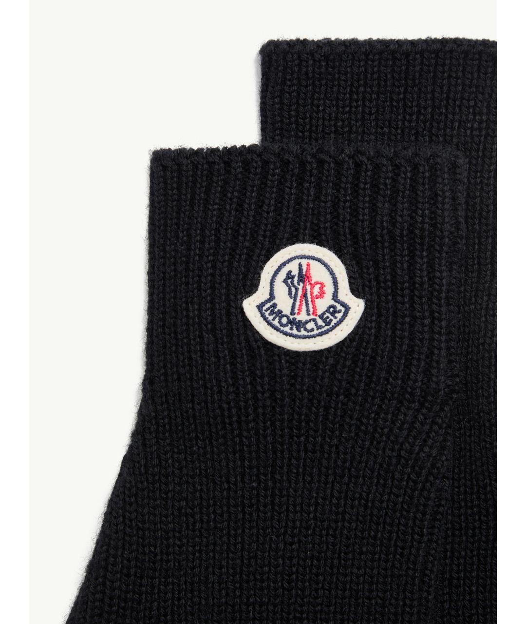 MONCLER Черные шерстяные перчатки, фото 3
