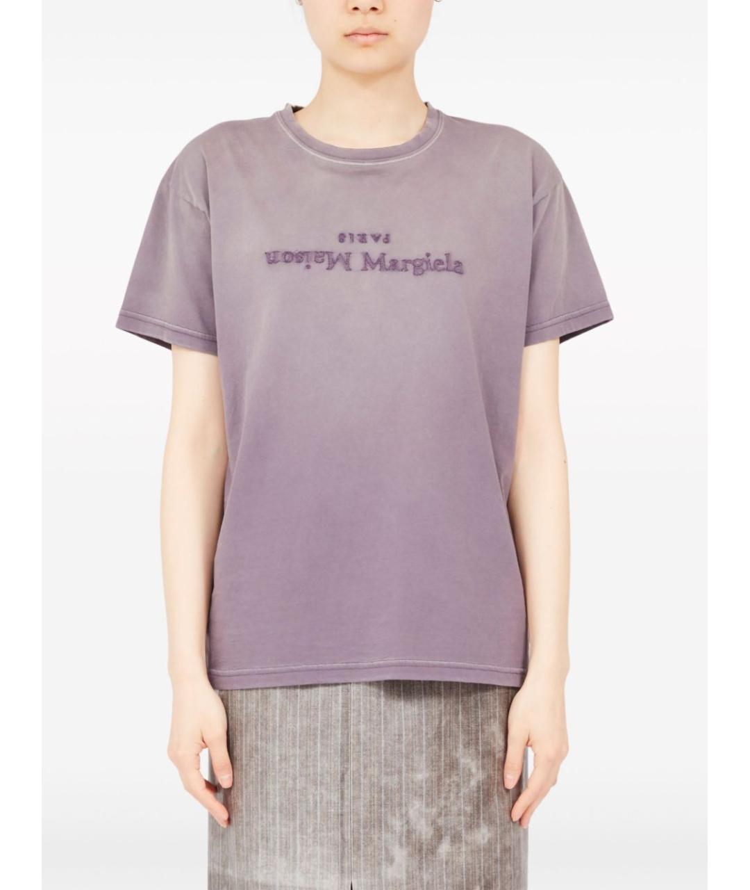 MAISON MARGIELA Фиолетовая хлопковая футболка, фото 2