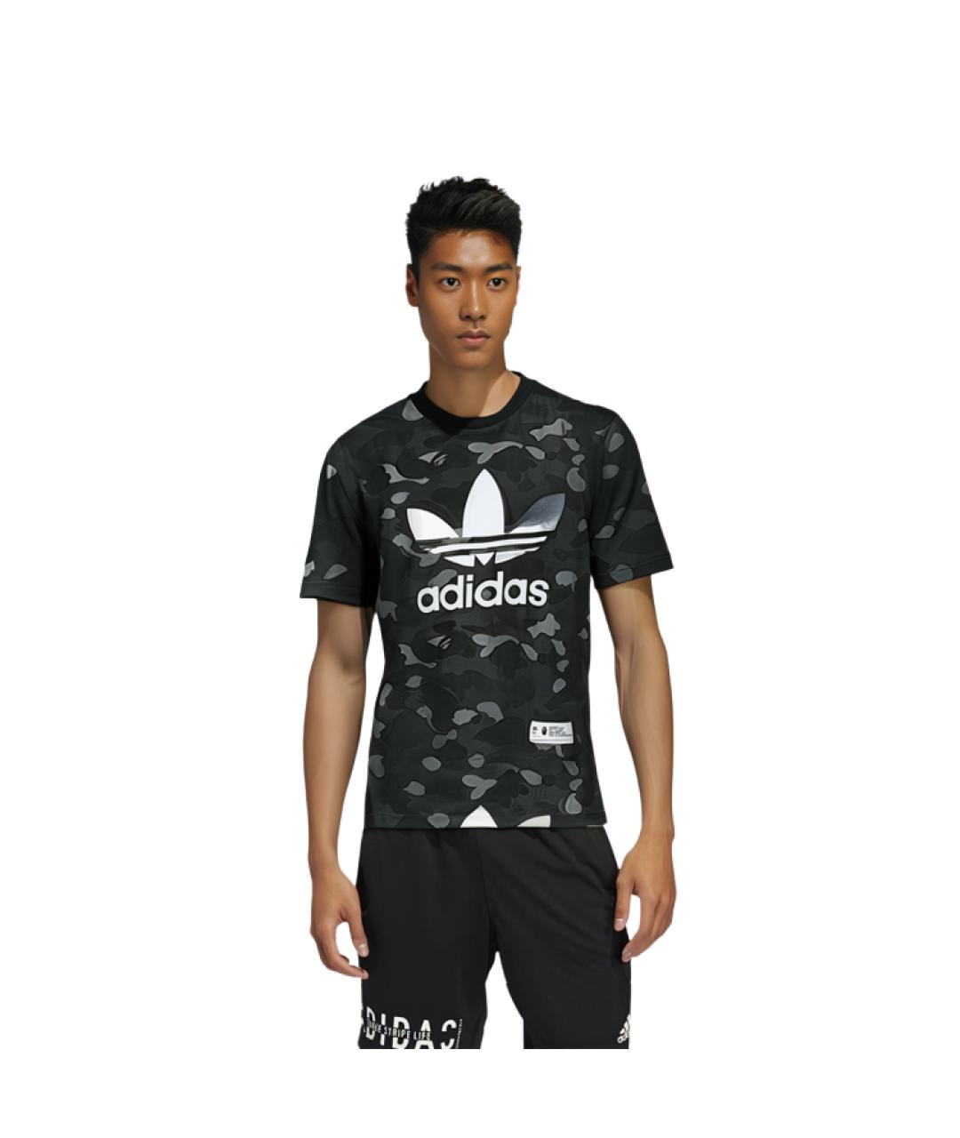 ADIDAS Черная хлопковая футболка, фото 5