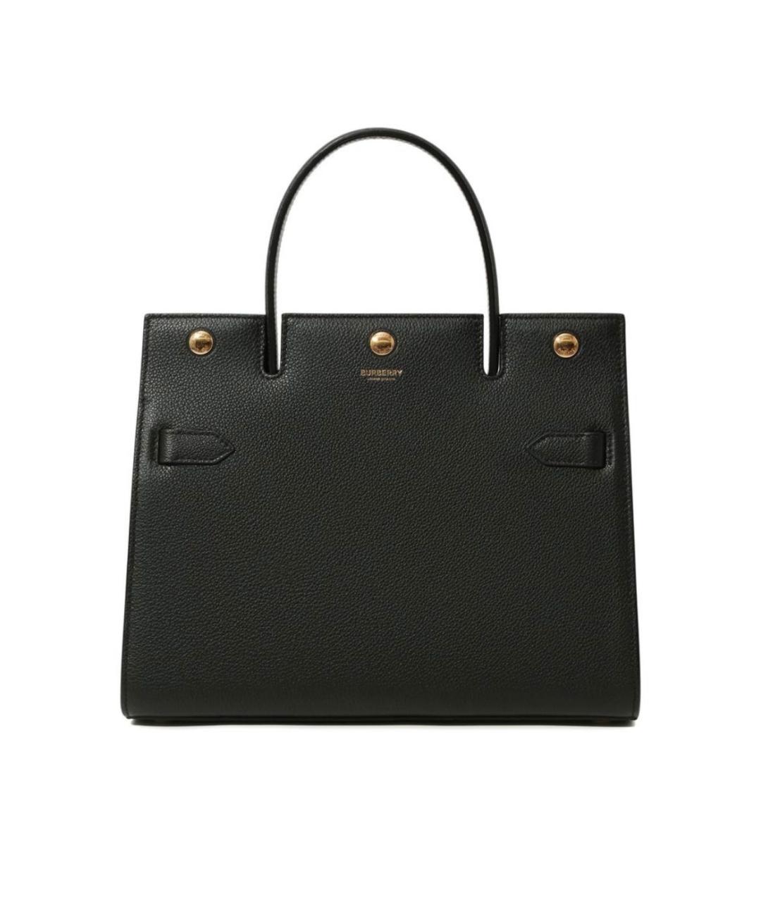 BURBERRY Черная кожаная сумка тоут, фото 1