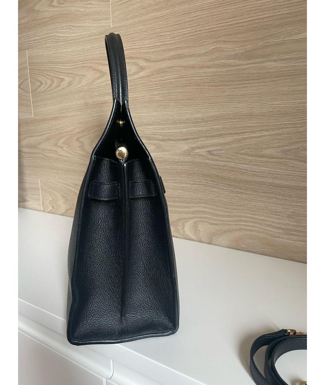 BURBERRY Черная кожаная сумка тоут, фото 6