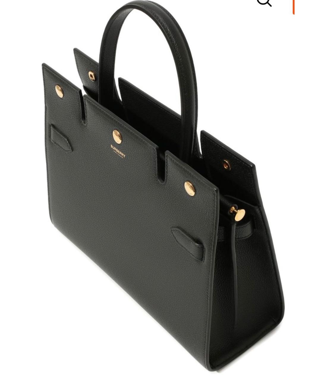 BURBERRY Черная кожаная сумка тоут, фото 2