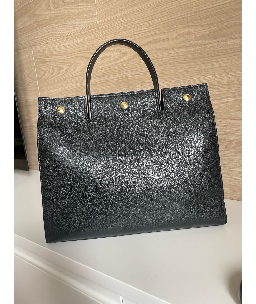 BURBERRY Черная кожаная сумка тоут, фото 5