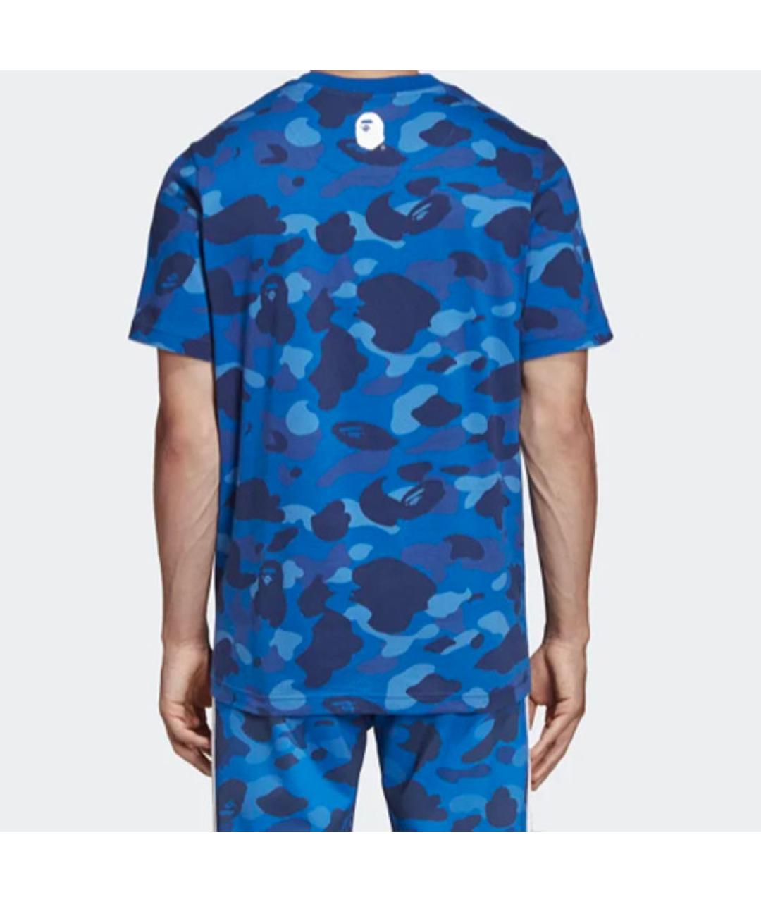 ADIDAS Синяя хлопковая футболка, фото 4