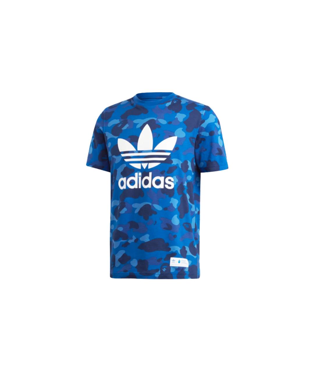 ADIDAS Синяя хлопковая футболка, фото 1