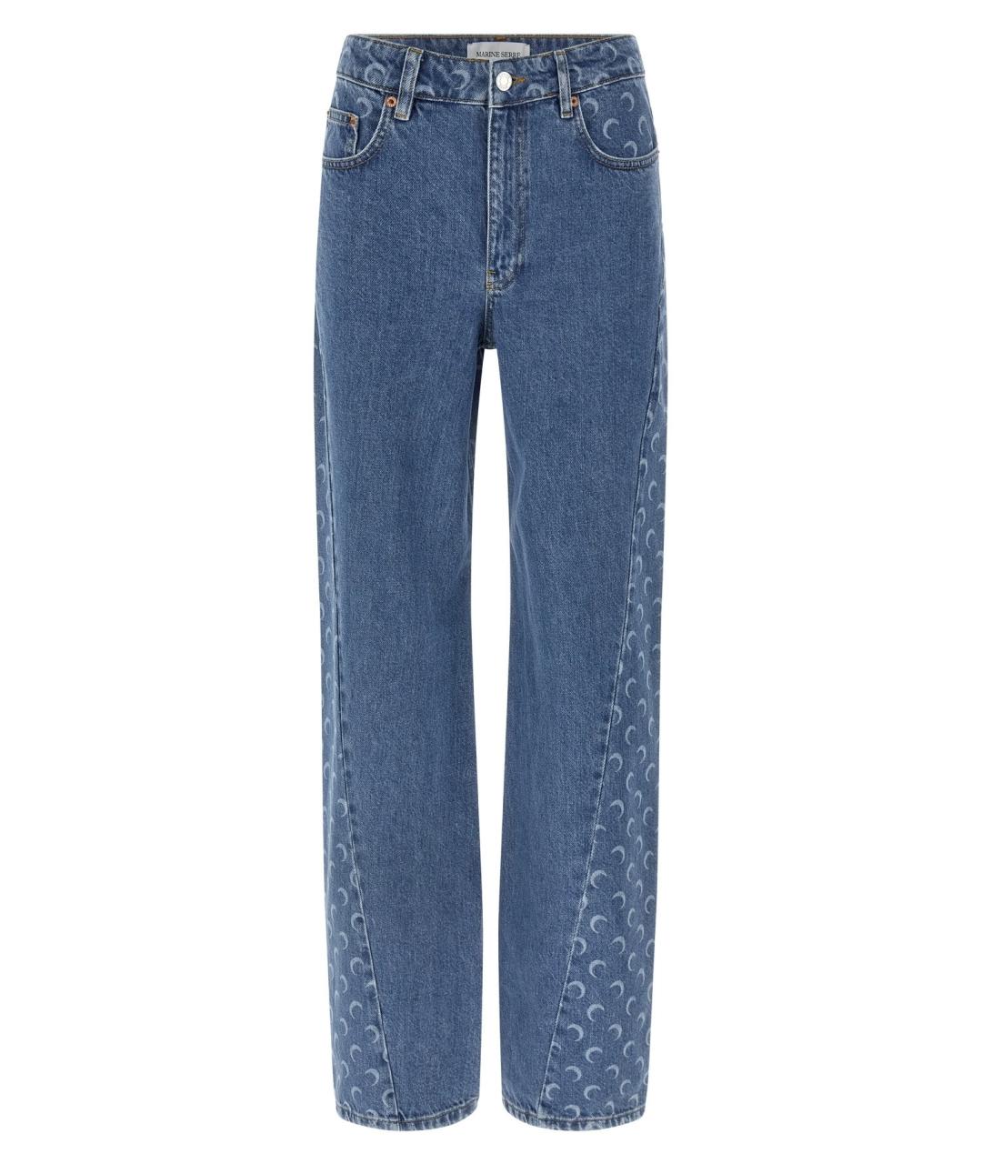 MARINE SERRE Синие хлопковые прямые джинсы, фото 1