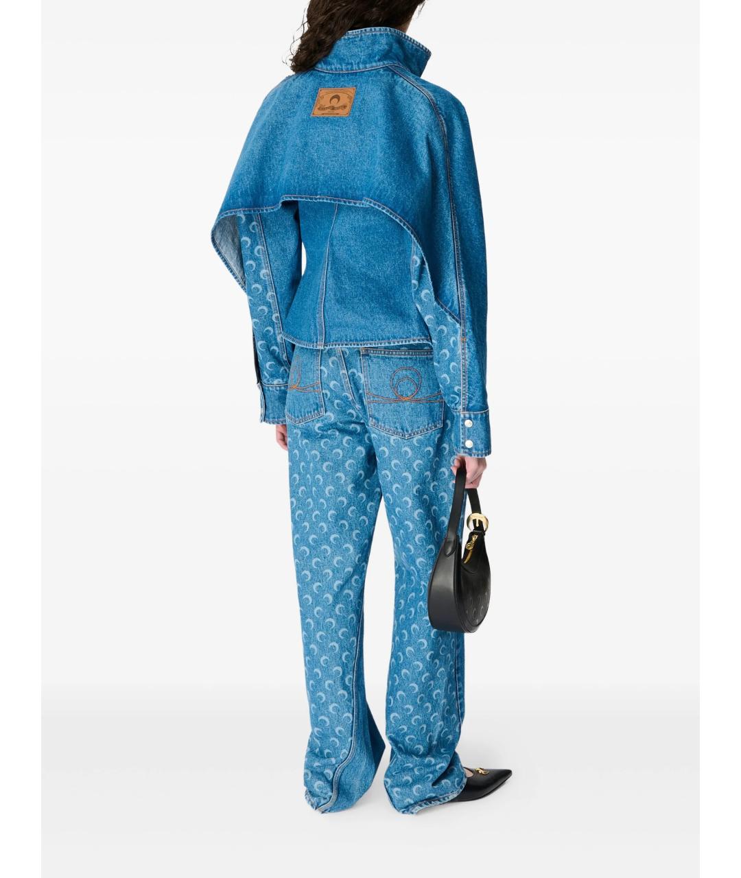 MARINE SERRE Синие хлопковые прямые джинсы, фото 3