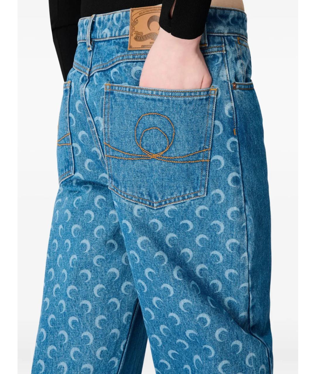 MARINE SERRE Синие хлопковые прямые джинсы, фото 4