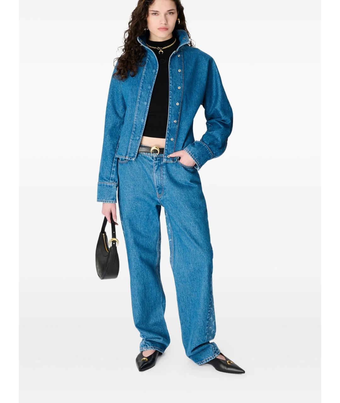 MARINE SERRE Синие хлопковые прямые джинсы, фото 2