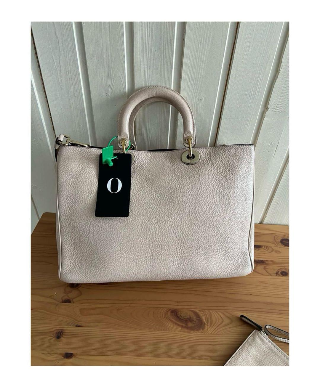 CHRISTIAN DIOR Бежевая кожаная сумка с короткими ручками, фото 3