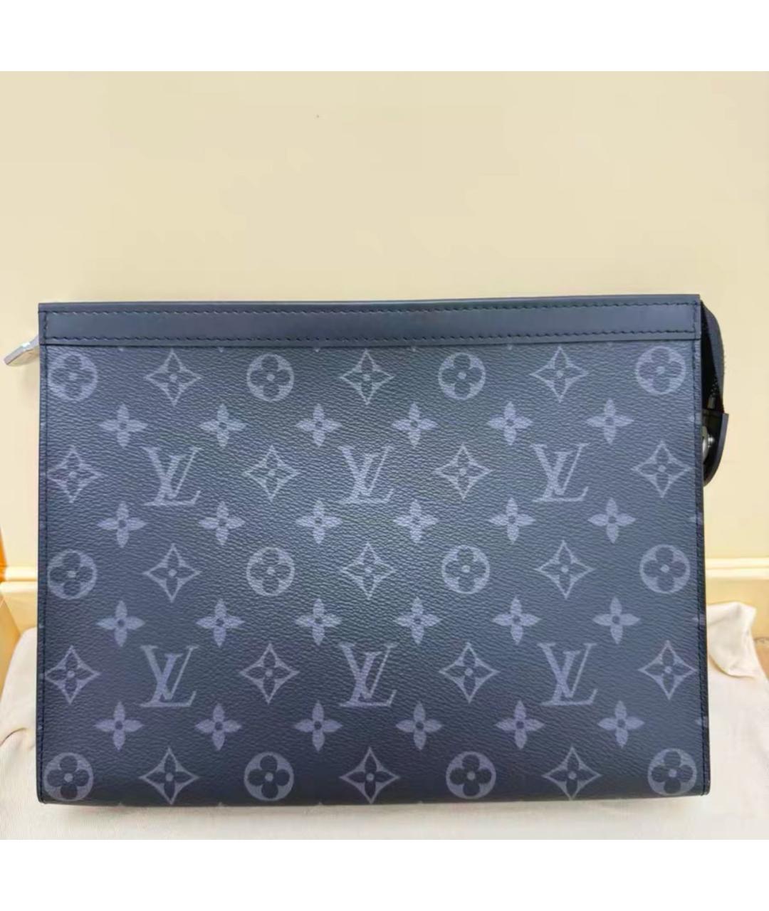 LOUIS VUITTON Черная кожаная папка для документов, фото 3