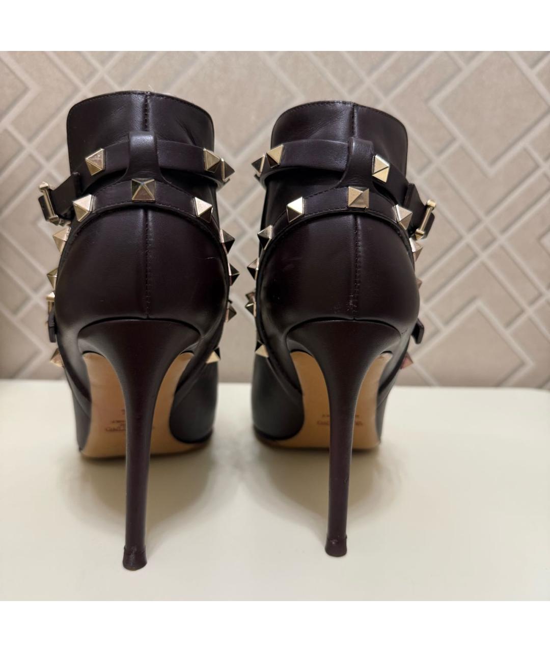 VALENTINO Бордовые кожаные ботильоны, фото 4