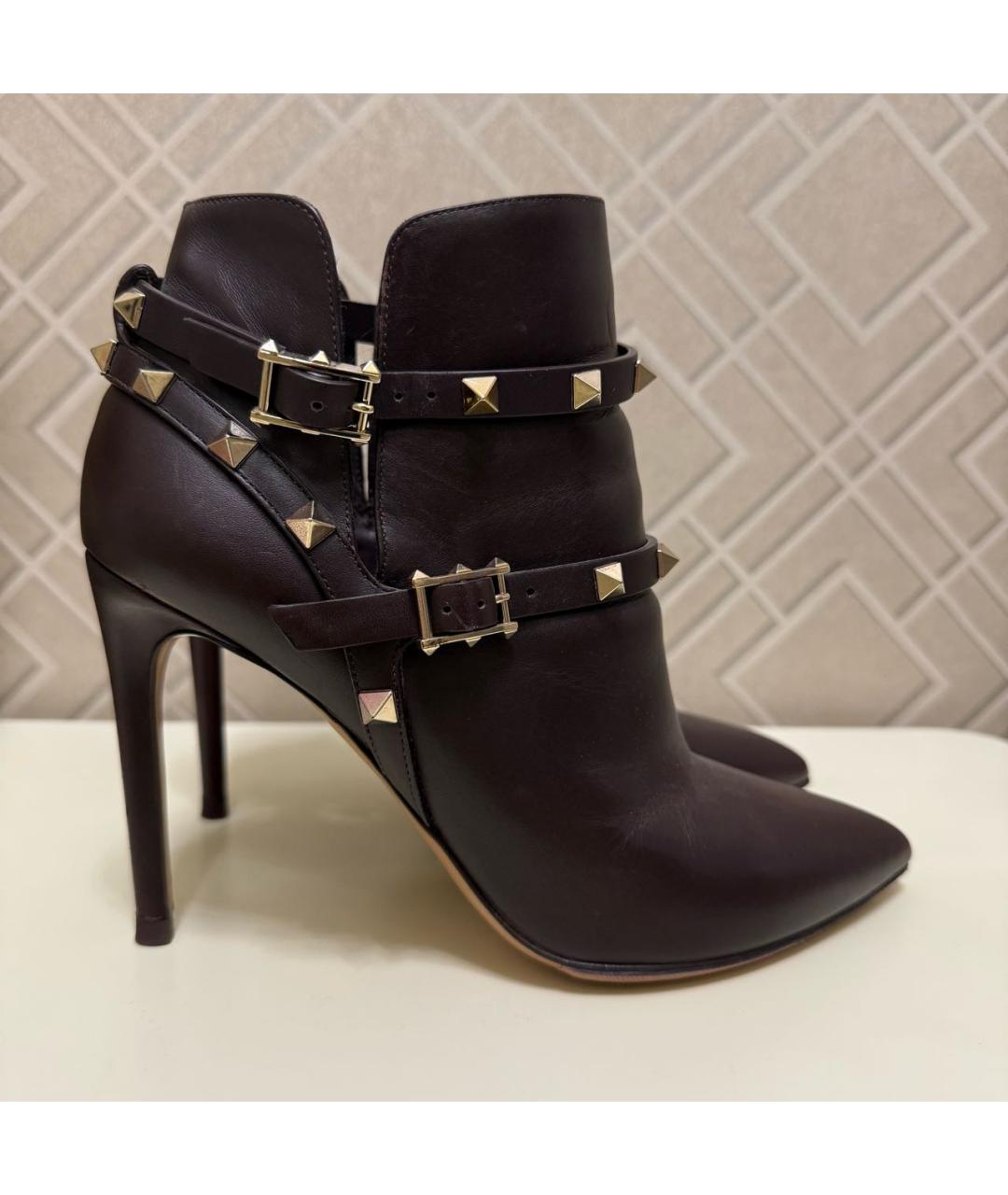 VALENTINO Бордовые кожаные ботильоны, фото 9