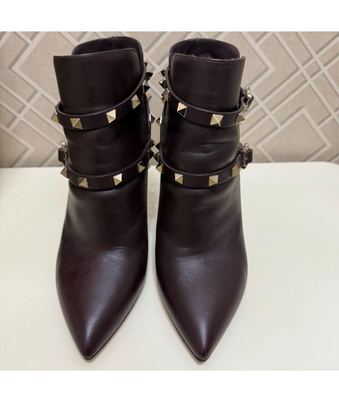 VALENTINO Бордовые кожаные ботильоны, фото 2