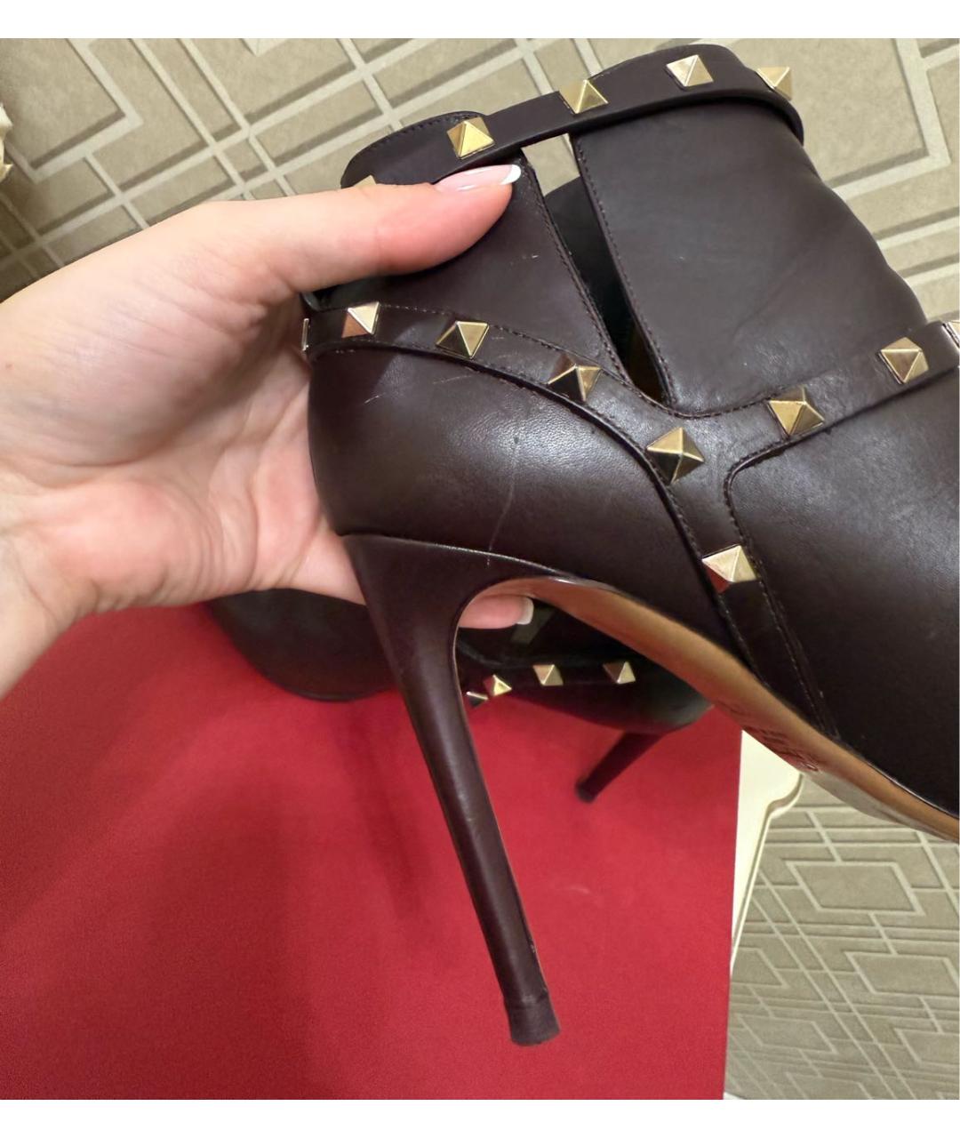 VALENTINO Бордовые кожаные ботильоны, фото 8