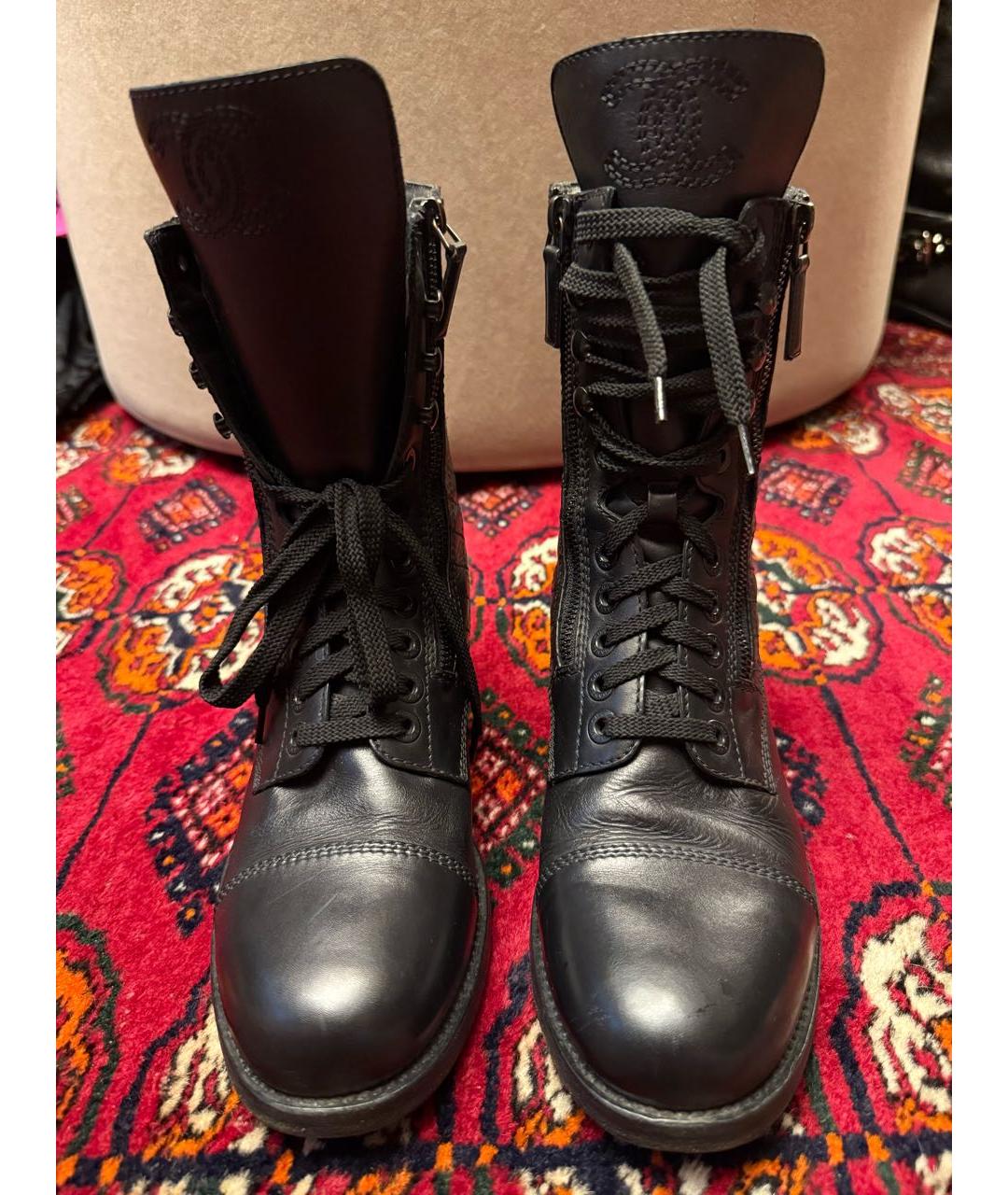 CHANEL Черные кожаные ботинки, фото 2