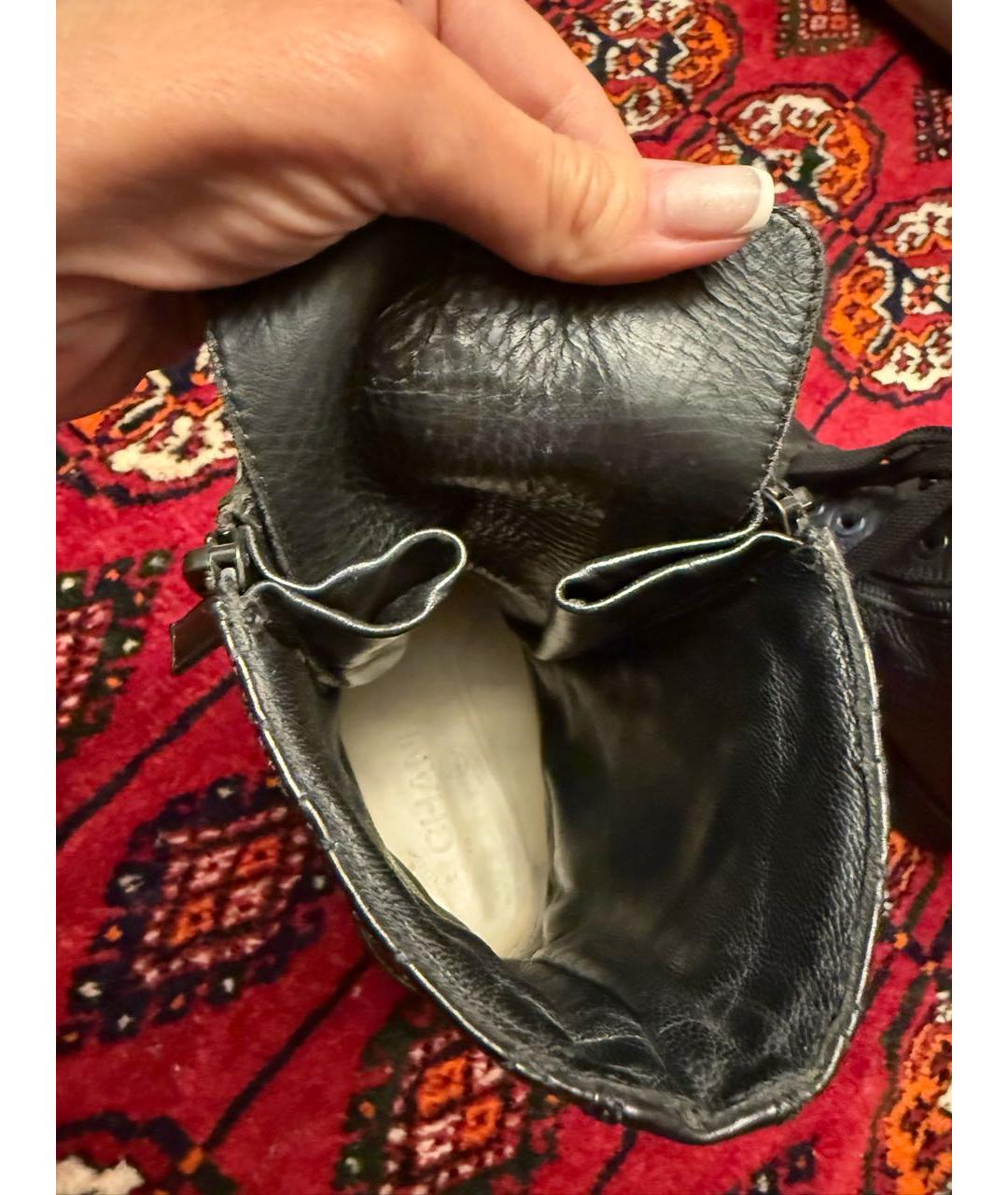 CHANEL Черные кожаные ботинки, фото 7