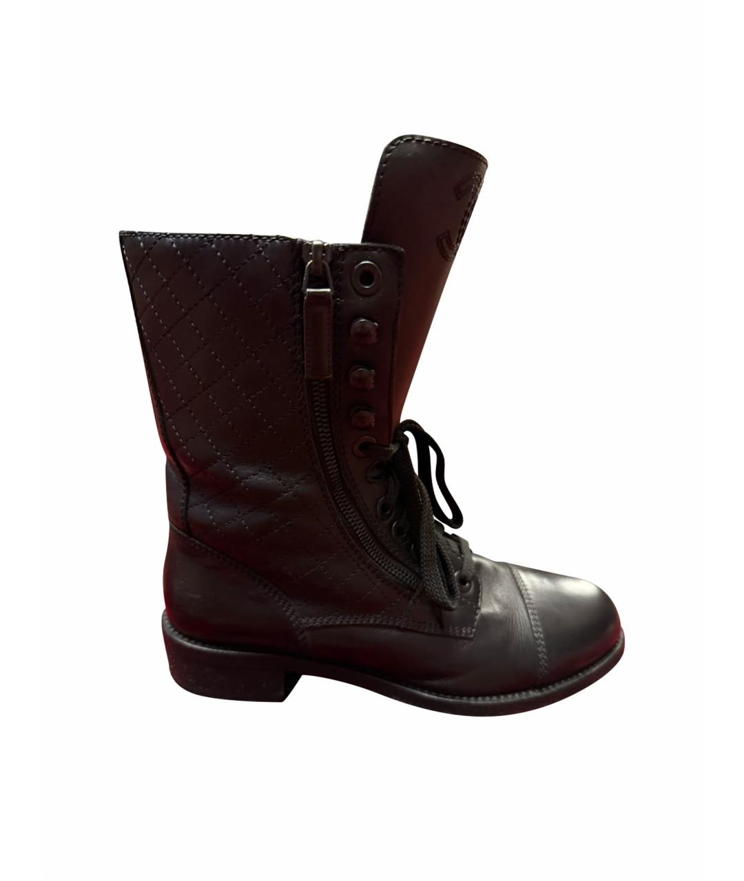 CHANEL Черные кожаные ботинки, фото 1