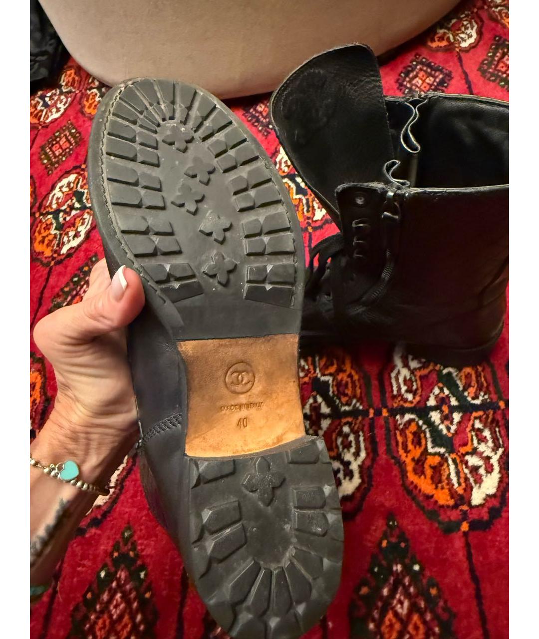 CHANEL Черные кожаные ботинки, фото 6