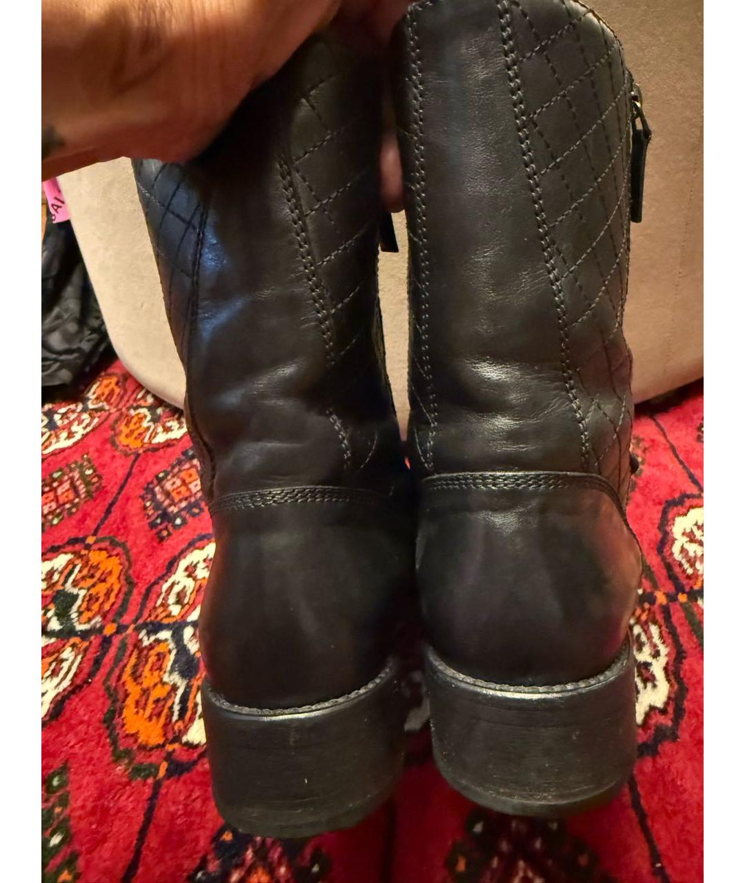 CHANEL Черные кожаные ботинки, фото 5