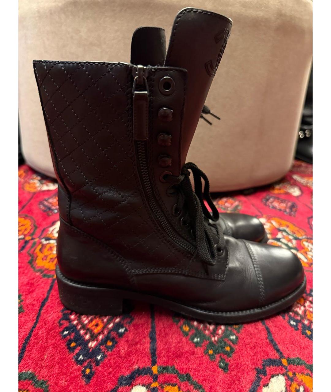 CHANEL Черные кожаные ботинки, фото 8