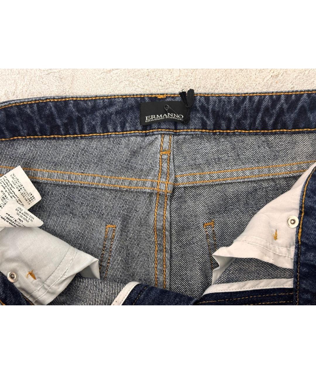 ERMANNO SCERVINO Темно-синие хлопковые прямые джинсы, фото 3